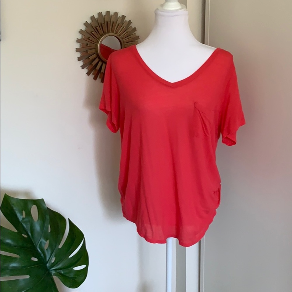 Oversized coral pocket tshirt